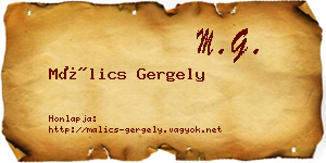 Málics Gergely névjegykártya
