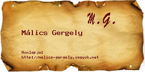 Málics Gergely névjegykártya